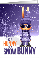 for Girls Cute Purple Christmas Snowbunny card