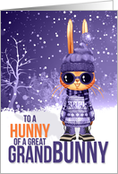 for Young Great Granddaughter Cute Purple Christmas Snowbunny card