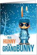 for Young Grandson Cute Blue Christmas Grandbunny card