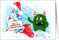 Kids Monster Christmas Playful for Young Children card