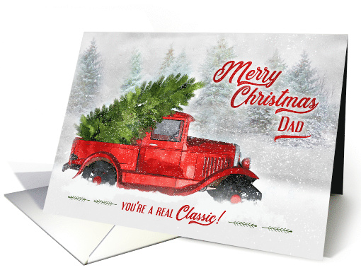 for Dad Vintage Classic Truck for Christmas Holiday card (1543428)