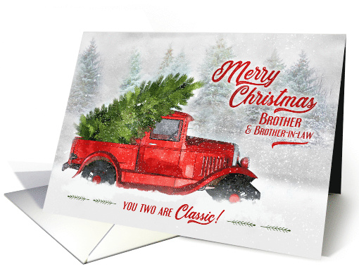 for Brother and his Husband Vintage Classic Truck Christmas card