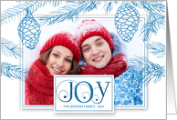 Blue Pines Christmas Photo with Joy Typography card