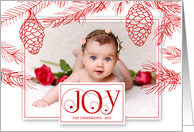 Red Pines Christmas Photo with Joy Typography card