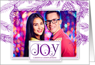 Ultra Violet Purple Pines Christmas Photo with Joy Typography card