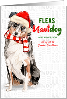 Australian Shepherd Funny Fleas Navidog Christmas Custom card