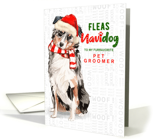 for Groomer Australian Shepherd Funny Fleas Navidog Custom card