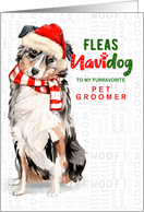 for Groomer Australian Shepherd Funny Fleas Navidog Custom card