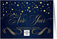 Square Business Logo New Year Faux Gold Leaf Navy Custom card