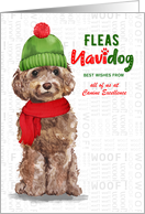 Brown Cockapoo Funny Fleas Navidog Christmas Custom card