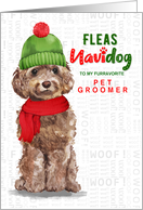 for Groomer Brown Cockapoo Funny Fleas Navidog Christmas Custom card