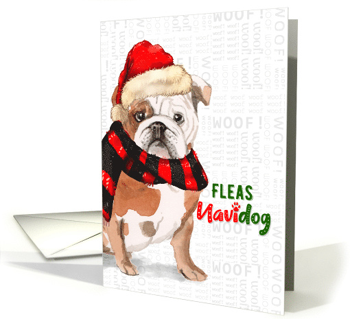 English Bulldog Funny Fleas Navidog Christmas card (1548852)