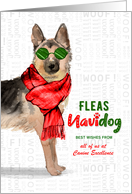 German Shepherd Funny Fleas Navidog Christmas Custom card