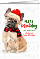 French Bulldog Tan Funny Fleas Navidog Christmas Custom card