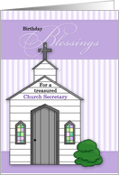 Church Secretary Birthday Blessings Church with Lavender Stripes card