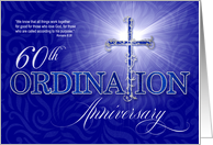 60th Ordination Anniversary Blue and Silver Christian Cross card