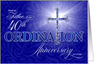 for Priest 40th Ordination Anniversary Blue Christian Cross card