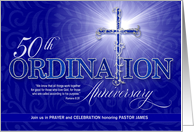 50th Ordination Anniversary Celebration Blue and Silver Cross Custom card