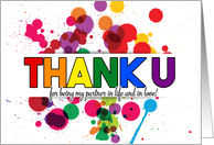 Thank You Life Partner LGBT Rainbow Theme with Paint Splatters card