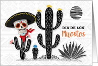 Dia De Los Muertos Day of the Dead Skull and Cactus Blank card
