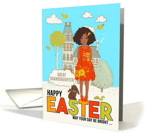 for Great Granddaughter on Easter Latin American Girl with Bunny card