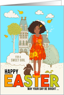 for Young Child Easter Latin American Girl with Bunny card