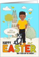 for Young Child Easter Latin American Boy with Puppy Dog card