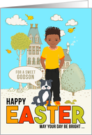 for Young Godson Easter Latin American Boy with Puppy Dog card