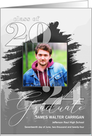 Graduation Announcement Masculine Greyscale Year and Photo card