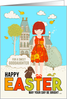 for Young Goddaughter on Easter Redhead with Freckles card