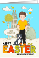 for a Young Boy on Easter Caucasian Boy with Dog card