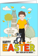 for a Young Cousin on Easter Caucasian Boy with Dog card