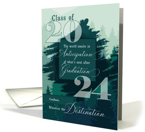 Godson Graduation Class of 2024 Mountain Theme Congratulations card