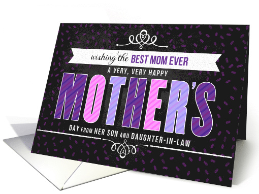from Son and Daughter in Law Mother's Day in Purple Typography card