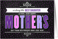 For Daughter on Mother’s Day in Purple Typography card