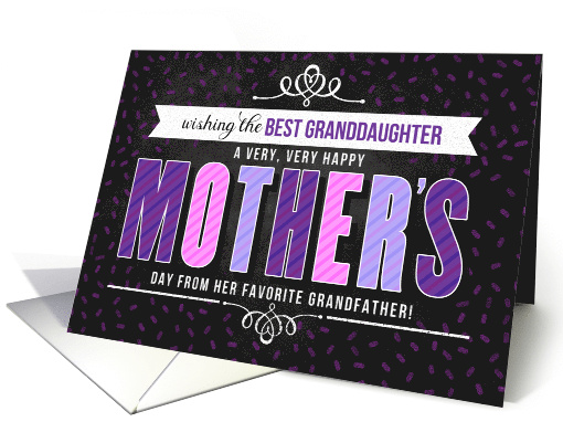 For Granddaughter from Grandfather on Mother's Day in Purple card