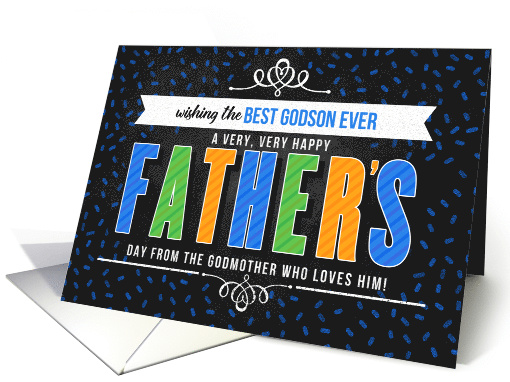 for Godson from Godmother on Father's Day in Blue Typography card