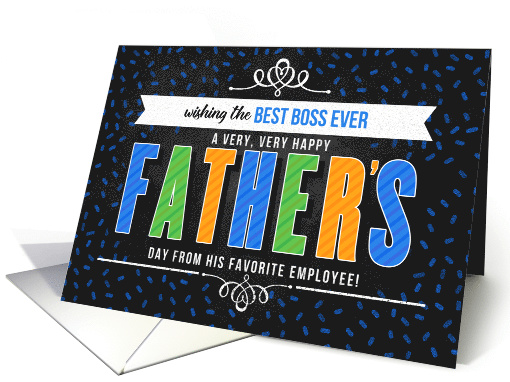 for Boss on Father's Day in Blue Typography Chalkboard Theme card