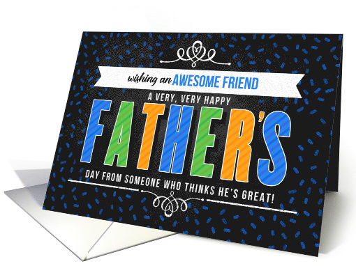 for a Friend on Father's Day in Blue Typography Chalkboard Theme card