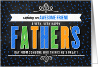 for a Friend on Father’s Day in Blue Typography Chalkboard Theme card
