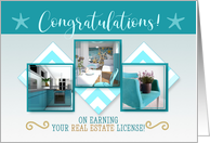 Real Estate License Congratulations Beach Home Theme card