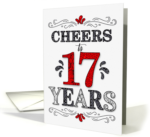 17th Birthday Cheers in Red White and Black Patterns card (1571780)