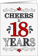18th Birthday Cheers in Red White and Black Patterns card