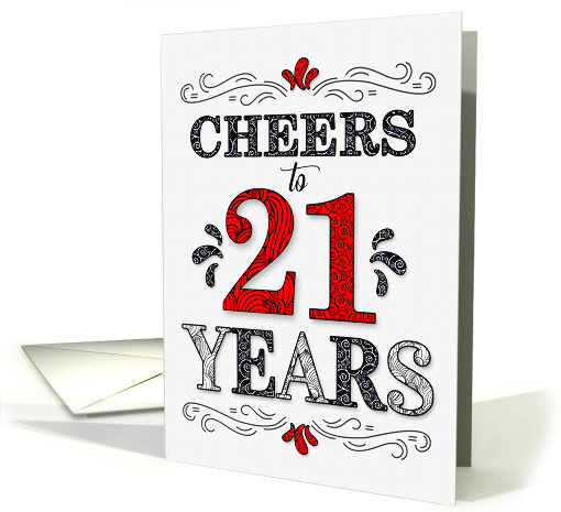 21st Birthday Cheers in Red White and Black Patterns card (1571888)