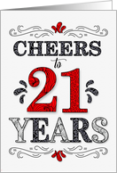 21st Birthday Cheers in Red White and Black Patterns card
