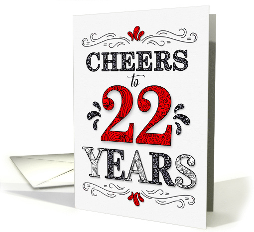 22nd Birthday Cheers in Red White and Black Patterns card (1572112)