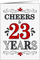 23rd Birthday Cheers in Red White and Black Patterns card