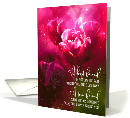 Encourage a Best Friend Bright Pink Tulips and Tender Message card