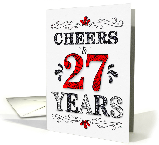 27thBirthday Cheers in Red White and Black Patterns card (1573614)
