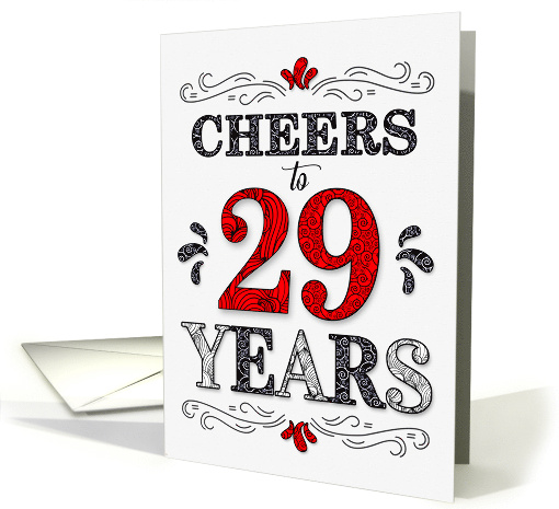 29th Birthday Cheers in Red White and Black Patterns card (1573936)